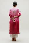 Shop_Naina Jain_Pink Silk Hand Embroidered Zardozi Notched Round Sarah Yoke Ombre Kurta _at_Aza_Fashions