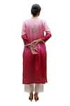 Buy_Naina Jain_Pink Silk Hand Embroidered Zardozi Notched Round Sarah Yoke Ombre Kurta 