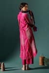 Shop_Naina Jain_Pink Silk Bandhani V Neck Maze Pattern Kurta With Pant _at_Aza_Fashions