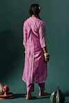 Shop_Naina Jain_Purple Silk Bandhani V Neck Maze Pattern Long Kurta With Pant _at_Aza_Fashions