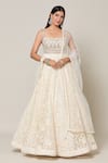 Buy_Samyukta Singhania_Ivory Georgette Embroidery Sequin Mughal Bloom Chikankari Gown With Dupatta _at_Aza_Fashions