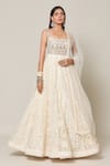 Samyukta Singhania_Ivory Georgette Embroidery Sequin Mughal Bloom Chikankari Gown With Dupatta _Online_at_Aza_Fashions