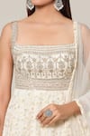 Shop_Samyukta Singhania_Ivory Georgette Embroidery Sequin Mughal Bloom Chikankari Gown With Dupatta _Online_at_Aza_Fashions