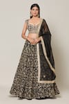 Buy_Samyukta Singhania_Black Net Embroidery Dori Sweetheart Neck Gul Zari Lehenga Set_at_Aza_Fashions