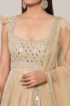 Buy_Samyukta Singhania_Gold Wrinkle Crepe Embroidery Persian And Sequin Embellished Gown With Dupatta _Online_at_Aza_Fashions