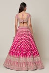 Shop_Samyukta Singhania_Pink Raw Silk Embroidery Gota Patti Leaf Neck Gullista Bridal Lehenga Set_at_Aza_Fashions