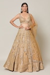 Buy_Samyukta Singhania_Gold Net Embroidery Sequin Sweetheart Neck Bahar Bridal Lehenga Set_at_Aza_Fashions