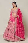 Buy_Samyukta Singhania_Pink Silk Embroidery Gota Patti Leaf Neck Gul Bahar Lehenga Set_at_Aza_Fashions