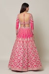 Shop_Samyukta Singhania_Pink Silk Embroidery Gota Patti Leaf Neck Gul Bahar Lehenga Set_at_Aza_Fashions