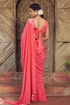 Shop_Megha Pitti_Red Crepe Embroidery Cutdana V Floral Border Pre-stitched Saree With Blouse _at_Aza_Fashions