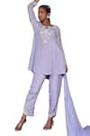 Buy_Megha Pitti_Purple Crepe Embroidery Sequin Round Zardozi Kurta Set _Online_at_Aza_Fashions