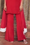 Buy_Megha Pitti_Red Crepe Embroidery Cutdana Round Neckline Kurta Set _Online_at_Aza_Fashions