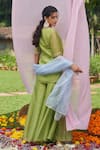 Shop_Megha Pitti_Green Tissue Embroidery Zardozi V Neck Kurta Sharara Set _at_Aza_Fashions