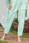 Shop_Megha Pitti_Green Satin Dupion Embroidery Sequin Round Work Top And Pant Set _Online_at_Aza_Fashions