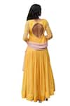 Shop_Megha Pitti_Yellow Georgette Embroidered Pearl V Neck Anarkali With Dupatta 