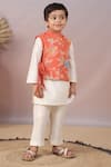 Buy_CASA NINOS_Off White Cotton Silk Printed Floral Jacket Pyjama Set _at_Aza_Fashions