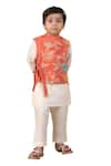 Shop_CASA NINOS_Off White Cotton Silk Printed Floral Jacket Pyjama Set _Online_at_Aza_Fashions