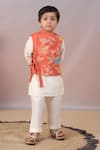 CASA NINOS_Off White Cotton Silk Printed Floral Jacket Pyjama Set _at_Aza_Fashions