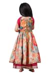 CASA NINOS_Red Muslin Printed Floral Layered Lehenga Set _at_Aza_Fashions