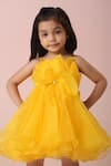 CASA NINOS_Yellow Organza Bow Dress _at_Aza_Fashions