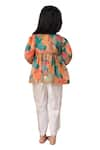 Shop_CASA NINOS_Green Muslin Printed Floral Peplum Kurta And Dhoti Pant Set 