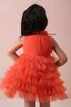 Shop_CASA NINOS_Peach Net Ruffled Pintucked Yoke Dress _at_Aza_Fashions