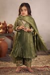 Buy_Vivedkids_Green Tissue Lining Crepe Embellished Accordion Pleated Anarkali Set _at_Aza_Fashions