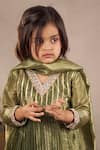 Shop_Vivedkids_Green Tissue Lining Crepe Embellished Accordion Pleated Anarkali Set _Online_at_Aza_Fashions