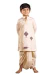 Buy_Vivedkids_Off White Cotton Applique Kite Embroidered Angarkha Kurta With Dhoti _Online_at_Aza_Fashions