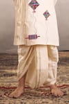 Shop_Vivedkids_Off White Cotton Applique Kite Embroidered Angarkha Kurta With Dhoti _Online_at_Aza_Fashions