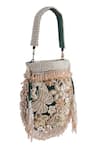 Buy_KAVANAH_Green Floral Magnolia Embroidered Potli With Detachable Handle _Online_at_Aza_Fashions