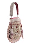 KAVANAH_Red Floral Magnolia Hand Work Potli With Detachable _Online_at_Aza_Fashions