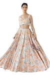 Baise Gaba_Off White Moss Printed Floral Sunlit Lehenga  _at_Aza_Fashions