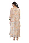 Buy_Baise Gaba_Off White Kaftan Chiffon Printed Floral Notched Delight  