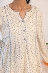 Shop_Baise Gaba_Off White Rayon Moss Print Polka Dot Notched Neck Tunic With Pant  