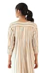 Baise Gaba_Off White Rayon Moss Print Stripe Notched Neck Sepia Kurta With Pant  _Online