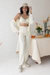 Buy_Baise Gaba_Off White Rayon Moss Hand Flicker Button Oversized Pant Set _at_Aza_Fashions