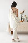 Shop_Baise Gaba_Off White Rayon Moss Hand Flicker Button Oversized Pant Set _at_Aza_Fashions