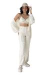 Baise Gaba_Off White Rayon Moss Hand Flicker Button Oversized Pant Set _Online_at_Aza_Fashions