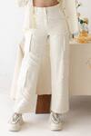 Shop_Baise Gaba_Off White Rayon Moss Hand Flicker Button Oversized Pant Set 