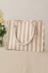 Shop_Baise Gaba_Off White Striped Thistle Print Handbag_at_Aza_Fashions