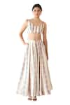 Buy_Baise Gaba_Off White Rayon Moss Printed Chevron Striped Spectrum  _Online_at_Aza_Fashions