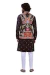 Taroob_Black Fine Wool Embroidery Kalamkari Majestic Darbar Bundi And Kurta Set  _Online_at_Aza_Fashions