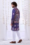 Buy_Taroob_Blue 100% Silk Embroidery Kalamkari Thread Nizam Bundi And Kurta Set _Online_at_Aza_Fashions