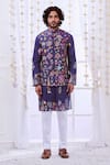 Buy_Taroob_Blue 100% Silk Embroidery Kalamkari Thread Nizam Bundi And Kurta Set  