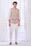 Buy_Taroob_Pink Silk Blend Embroidery Kalamkari Thread Bundi And Kurta Set 