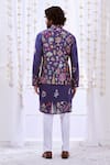 Shop_Taroob_Blue 100% Silk Embroidery Kalamkari Thread Nizam Nehru Jacket  _at_Aza_Fashions