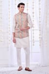 Buy_Taroob_Pink Silk Blend Embroidery Kalamkari Thread Bundi _at_Aza_Fashions