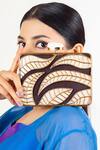 Buy_Adwita Bags & Jewels_Gold Mother Of Pearl Aaroohi Leaf Carved Clutch _at_Aza_Fashions