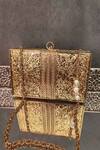 Shop_ADWITA BAGS & JEWELS_Gold Mother Of Pearl The Zeus Crystal Embellished Bag _at_Aza_Fashions